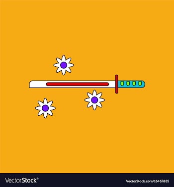 Flat icon design collection sword and shuriken vector image