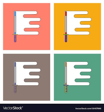 Flat icon design collection sword and shuriken vector image