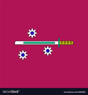Flat icon design collection sword and shuriken vector image