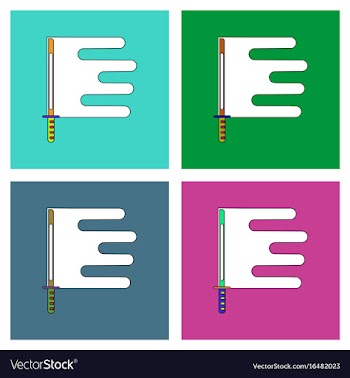 Flat icon design collection sword and shuriken vector image