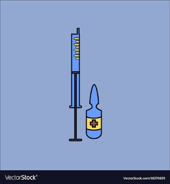 Flat icon design collection syringe and ampoule vector image