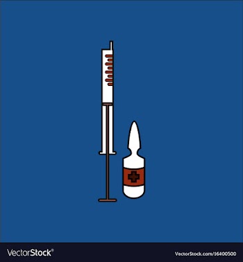 Flat icon design collection syringe and ampoule vector image
