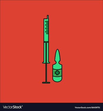 Flat icon design collection syringe and ampoule vector image