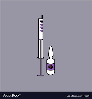 Flat icon design collection syringe and ampoule vector image