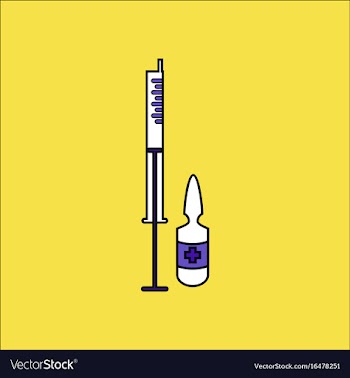 Flat icon design collection syringe and ampoule vector image