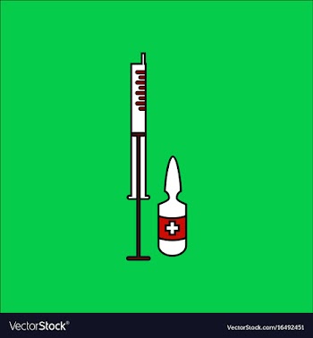Flat icon design collection syringe and ampoule vector image