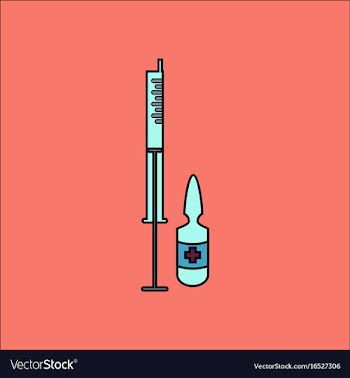 Flat icon design collection syringe and ampoule vector image