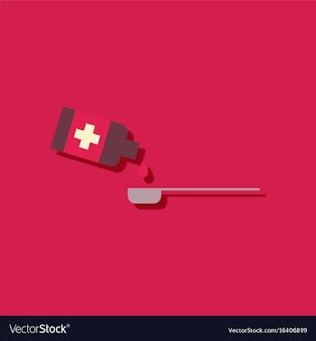 Flat icon design collection syrup dose in sticker vector image