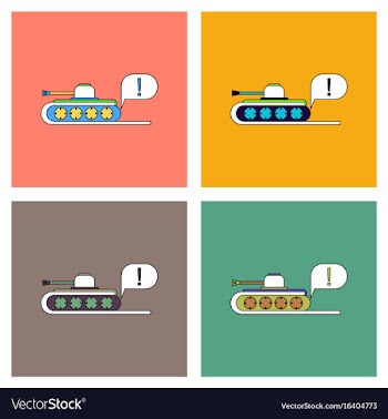 Flat icon design collection tank and exclamation vector image