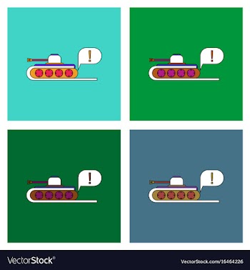 Flat icon design collection tank and exclamation vector image