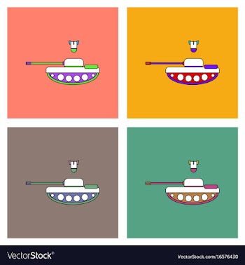 Flat icon design collection tank and mortar shell vector image