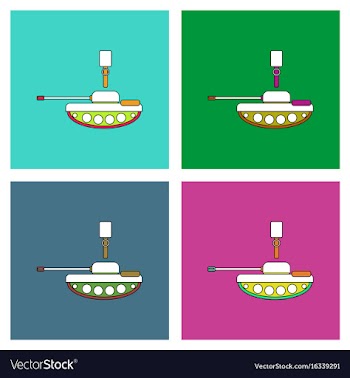 Flat icon design collection tank and old grenade vector image