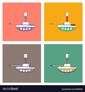 Flat icon design collection tank and old grenade vector image