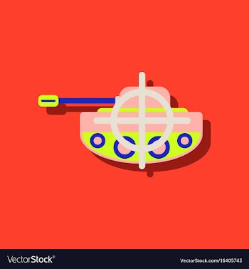 Flat icon design collection tank at gunpoint in vector image