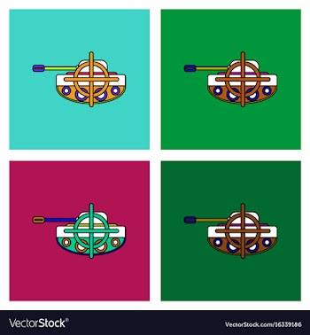 Flat icon design collection tank at gunpoint vector image