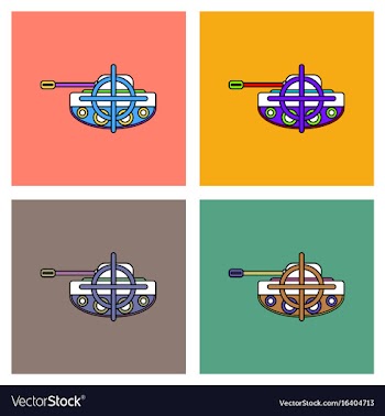 Flat icon design collection tank at gunpoint vector image