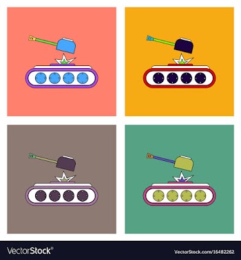 Flat icon design collection tank explosion vector image
