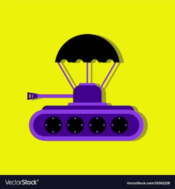Flat icon design collection tank on parachute in vector image