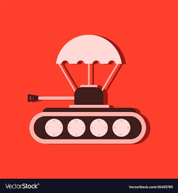 Flat icon design collection tank on parachute in vector image
