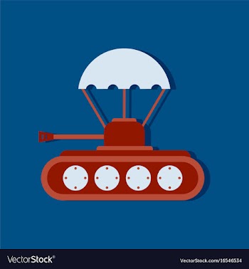 Flat icon design collection tank on parachute in vector image