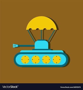 Flat icon design collection tank on parachute in vector image