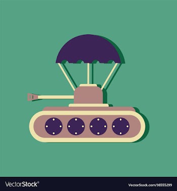 Flat icon design collection tank on parachute in vector image