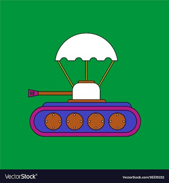 Flat icon design collection tank on parachute vector image