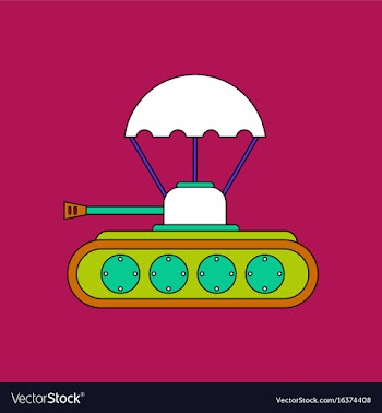 Flat icon design collection tank on parachute vector image