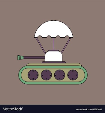 Flat icon design collection tank on parachute vector image