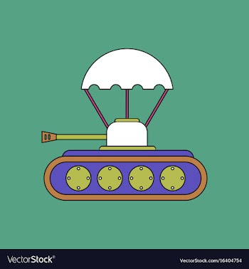 Flat icon design collection tank on parachute vector image