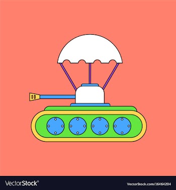 Flat icon design collection tank on parachute vector image