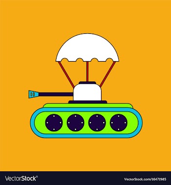 Flat icon design collection tank on parachute vector image