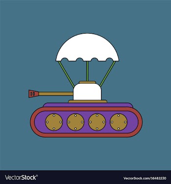 Flat icon design collection tank on parachute vector image