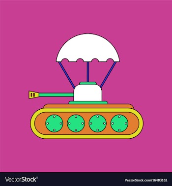 Flat icon design collection tank on parachute vector image
