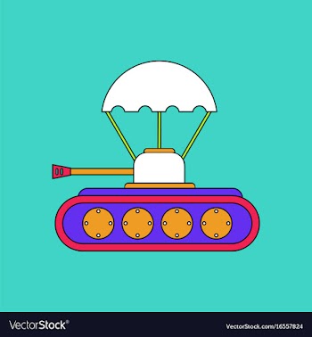 Flat icon design collection tank on parachute vector image