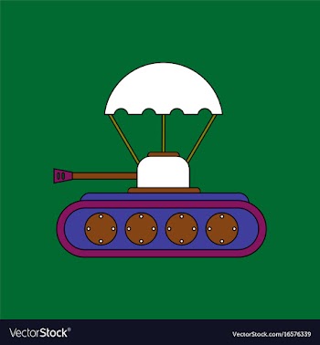 Flat icon design collection tank on parachute vector image
