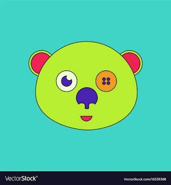 Flat icon design collection teddy bear face vector image