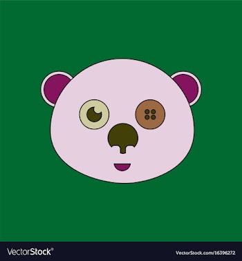 Flat icon design collection teddy bear face vector image