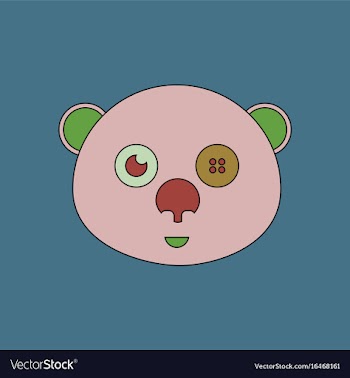 Flat icon design collection teddy bear face vector image
