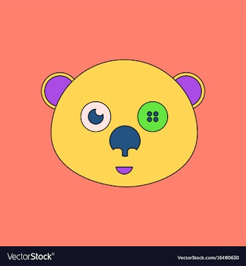 Flat icon design collection teddy bear face vector image