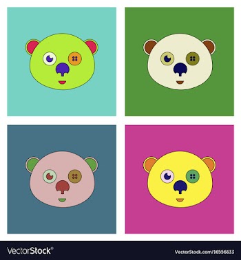 Flat icon design collection teddy bear face vector image