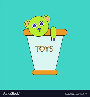 Flat icon design collection teddy bear in bucket vector image