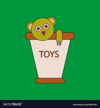 Flat icon design collection teddy bear in bucket vector image