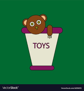 Flat icon design collection teddy bear in bucket vector image