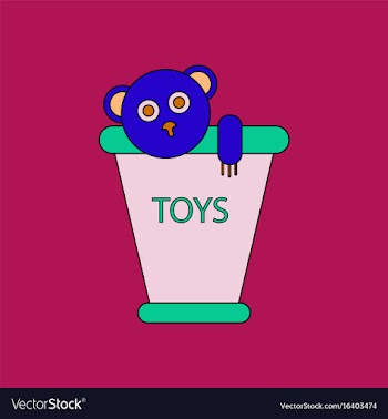 Flat icon design collection teddy bear in bucket vector image
