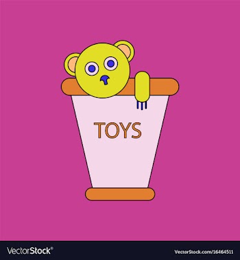 Flat icon design collection teddy bear in bucket vector image