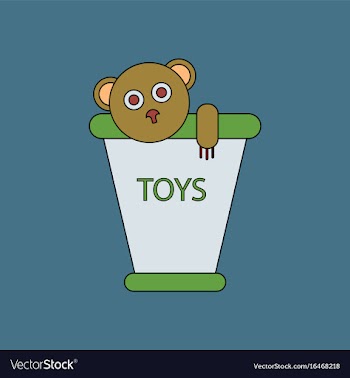 Flat icon design collection teddy bear in bucket vector image