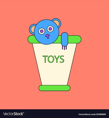 Flat icon design collection teddy bear in bucket vector image