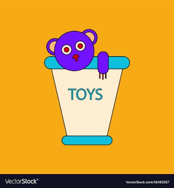 Flat icon design collection teddy bear in bucket vector image