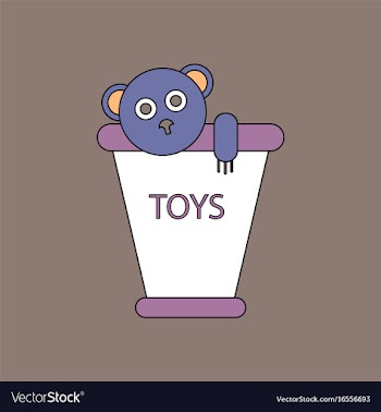 Flat icon design collection teddy bear in bucket vector image